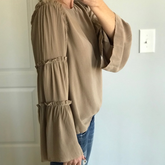 Taupe Bell Sleeve Tunic Top - Picture 5 of 5